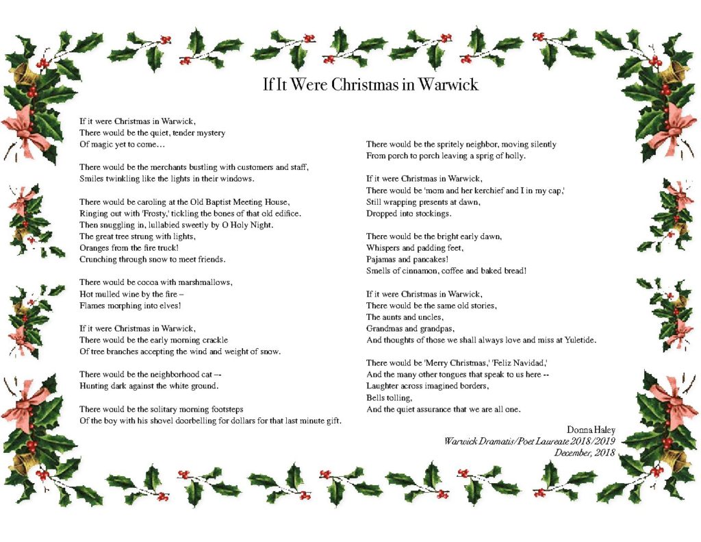 If It Were Christmas in Warwick - A Poem by Donna Haley