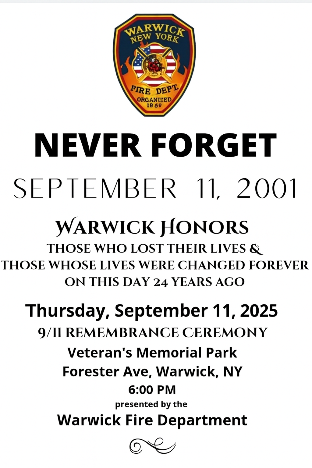 9/11 Memorial Service @ Veterans Memorial Park