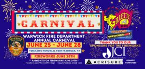 Warwick Fire Department Annual Carnival and Fireworks Display @ Veterans Memorial Park