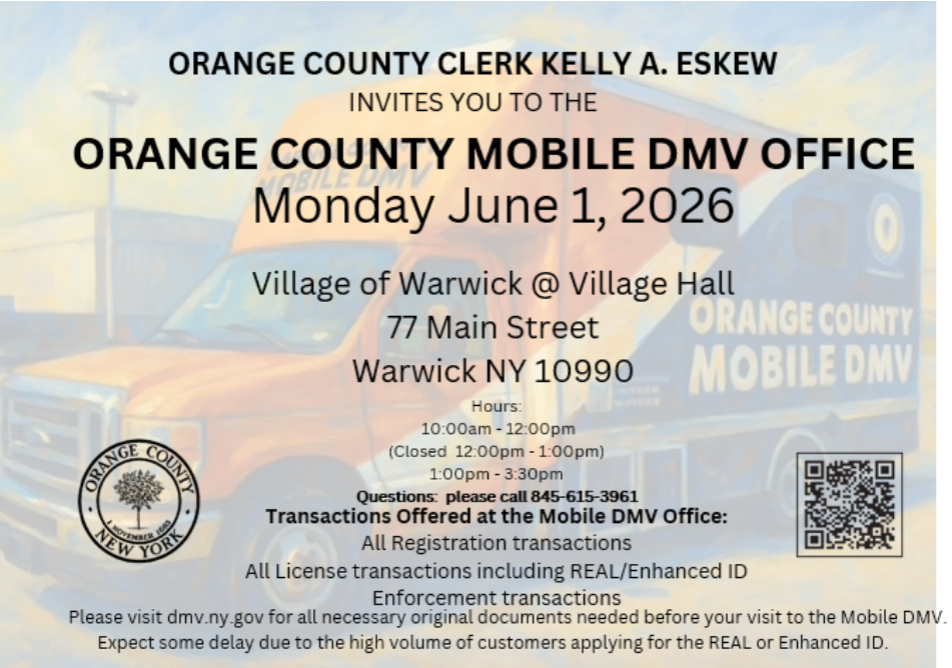 🚐 Mobile DMV Unit – Monday, June 1, 2026 @ Village Hall