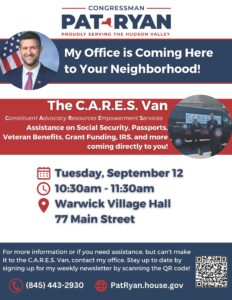 Congressman Pat Ryan C.A.R.E.S. Van @ Village of Warwick